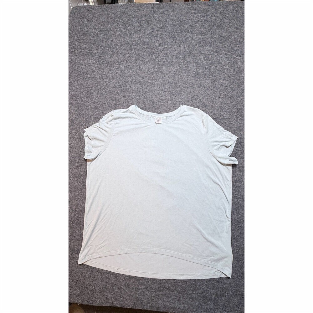 Athleta Light Blue Back-Pleat Modal-Blend Short Sleeve Top Sixe M-Tall